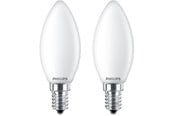 Lyskilder - Philips LED pære Classic Kerte 4,3W/827 (40W) mat 2-pak E14 - 929001345367