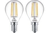 Lyskilder - Philips LED pære Classic Krone 4,3W/827 (40W) Klar 2-pak E14 - 929001890467
