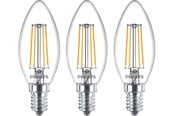 Lyskilder - Philips LED pære Classic Kerte 4,3W/827 (40W) klar 3-pak E14 - 929001889733