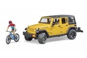 Legetøjsbil - Bruder  Jeep Wrangler Rubicon with mountainbike and cyclist - 02543