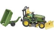 Legetøjsbil - Bruder Bworld John Deere Lawn Tractor with trailer and gardener - 62104