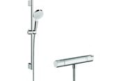 Brus og monteringstilbehør - Hansgrohe Crometta Vario brusesæt med Ecostat 1001 CL termostat, hvid/krom - 27817400