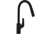 Blandingsbatterier og armaturer - Hansgrohe Focus 240 køkkenarmatur med udtræk, mat sort - 31815670