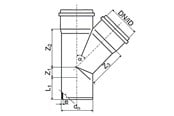 Afløb - ALIAXIS Ht-pp (amax pro) ø110 mm x 110 x 67,5° grå gren - TRW-110-110-067-GD
