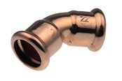 Pressrør og fittings - Vsh Fabrieken Bøjning vsh 45° muffe/muffe 22 mm cu - 38412