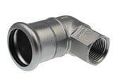 Pressrør og fittings - Vsh Fabrieken Vsh bøjning 90° muffe/muffe 15 mm x 1/2 syrefast - 6190822