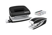 Hulapparater & Hæftemaskiner - Leitz Hæftemaskine & hulapparat sæt WOW Mini NeXXt WOW Mini blister Sort - 55612095