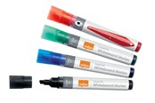 Konference & Præsentation - Nobo whiteboard marker skrå spids 4 mm hurtigttørrende blæk, pakke/4 stk. Assorteret - 1915387