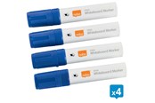 Konference & Præsentation - Nobo Glide whiteboard marker bred skrå spids 10 mm hurtigttørrende blæk, pakke/4 stk. Blå - 1915389