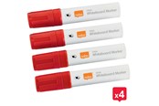 Konference & Præsentation - Nobo Glide whiteboard marker bred skrå spids 10 mm hurtigttørrende blæk, pakke/4 stk. Rød - 1915390