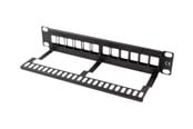 Netværkstilbehør - Lanberg PPKS-9112-B Patch Panel Blank 12-Port 1U with Organizer for Keystone Modules Black - PPKS-9112-B