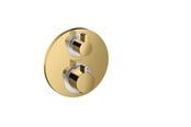 Blandingsbatterier og armaturer - Hansgrohe ecostat s termostatarmatur til indbygning med afspærring til 2 udtag, poleret guld-optik - 15758990