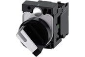 Trykknapper og signalenheder - Siemens Omskifter, kan blive oplyst, 22 mm, rund, plastik, sort, hvid, kort omskifter, 2 afbryder positioner o-i, låsende, 10:30h/13:30h - 3SU1100-2BF60-1BA0