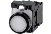 Trykknapper og signalenheder - Siemens Lystrykknap, 22 mm, rund, plastik, hvid, flad, momentan kontakt type, med holder, 1no, led modul - 3SU1102-0AB60-1BA0