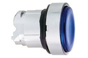 Trykknapper og signalenheder - Schneider Electric Harmony lampetrykhoved i metal for led med fjeder-retur og plan trykflade i blå farve - ZB4BW363