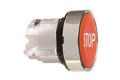 Trykknapper og signalenheder - Schneider Electric Harmony trykknaphoved i metal med fjeder-retur og plan trykflade i rød farve med hvidt stop - ZB4BA434