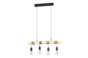 Lamper - EGLO TOWNSHEND pendel med 4 sokler, sort/brun - 43512