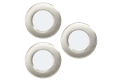 Lamper - EGLO FUEVA 5 indbygningsspot Ø86 mm, 3000K, 3-pak, børstet stål - 99141