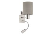 Lamper - EGLO PASTERI væglampe, taupe/børstet stål - 96478