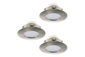 Lamper - EGLO PINEDA indbygningsspot Ø78 mm, 3000K, 3-pak, børstet stål - 95823