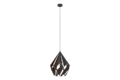 Lamper - EGLO CARLTON 1 pendel, sort/nød - 49878