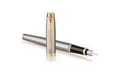 Skrive- og Tegneværktøjer - Parker IM-fyldepen, børstet metal, medium spids med patron med blå blæk, gaveæske - 1931649