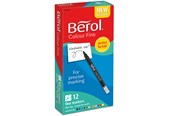 Skrive- og Tegneværktøjer - Berol filtspids farvetuscher, tynd spids (0,6 mm), forskellige farver, 12 styk - 2057599