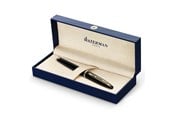 Skrive- og Tegneværktøjer - Waterman Carène Sortehavet Fountain Pen | Højglans sort & 23k guld klip | Medium spids med blå blækpatron | Gaveæske - S0700320