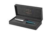 Skrive- og Tegneværktøjer - Parker 51-kuglepen | turkisblå cylinder med detaljer i krom | patron med medium spids og sort blæk | gaveæske - 2123508