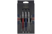 Skrive- og Tegneværktøjer - Parker Jotter London Trio Discovery-pakke: Kuglepen (kongeblå), gelépen (Kensington-rød) og stiftblyant (rustfrit stål) - 2032740