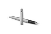 Skrive- og Tegneværktøjer - Parker Jotter-fyldepen | rustfrit stål med detaljer i krom | medium spids blå blæk | gaveæske - 2030946