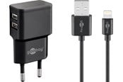 Mobil - Adaptere & Opladere - Pro Dual Apple Lightning charger set 2.4 A black 1 m - 4040849449956