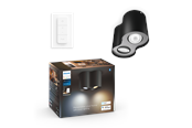 Smart Home - Philips Hue Pillar Dobbelt Spot - Sort - med Dimmer Switch - 929003811401