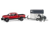 Legetøjsbil - Bruder RAM 2500 Power Wagon with horse trailer and horse - 02501
