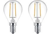 Lyskilder - Philips LED pære Classic Krone 2W/827 (25W) Klar 2-pak E14 - 929001238698