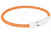 Hunde - Trixie Flash Light Ring USB Illuminated Dog Safety Collar Orange Size L-XL 7mm 65cm - TX12705