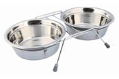 Hunde - Trixie Skålsæt i rustfrit stål med raslebeskyttelse 2x 1.5L 21cm - TX25233