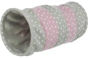 Katte - Trixie Playing tunnel fleece ø 25 × 50 cm light grey/pink - TX4291