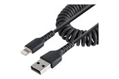 Skærmkabel - StarTech.com Coiled Apple Lightning to USB Cable for iPhone iPod iPad - 50cm - RUSB2ALT50CMBC