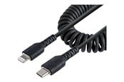 USB kabel - StarTech.com USB C to Lightning Cable 1m (3ft) MFi Certified Coiled iPhone Charger Cable Black - RUSB2CLT1MBC