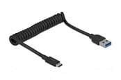 Netværksadapter (netkort, printserver mv.) - DeLOCK USB 3.1 Gen 2 Coiled Cable Type-A male to Type-C male - 85349