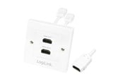 Netværkstilbehør - LogiLink AH0015 HDMI wall plate 2-port with 2x HDMI-A cable F/F 4K/30 Hz white - AH0015