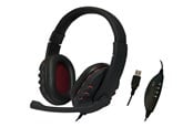 Hovedtelefoner/headset - LogiLink Stereo headset 1x USB-A plug boom microphone gaming black/red - HS0033