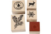 Kreativitet & Hobbyartikler - Creativ Company Wooden Stamp Set Christmas 5pcs. - 27573