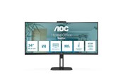 Skærm - 34" AOC CU34V5CW - 3440x1440 (UWQHD) - 100Hz - VA - 65W USB-C - CU34V5CW/BK