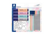 Hobby artikler - Staedtler Pastel set with 4 textsurfer classic 4 Triplus fineliners 4 Triplus color markers and stickers for coloring - 61 SBK1 PA