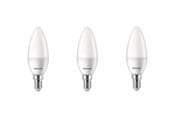 Lyskilder - Philips LED pære Kerte 2,8W/827 (25W) Mat 3-pak E14 - 929003546693