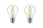 Lyskilder - Philips LED pære Classic 7W/827 (60W) klar 2-pak E27 - 929001815082