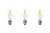 Lyskilder - Philips LED pære Classic 7W/827 (60W) Klar 3-pak E27 - 929001815093