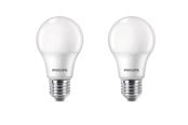 Lyskilder - Philips LED pære Standard 8W/827 (60W) Mat 2-pak E27 - 929002306282
